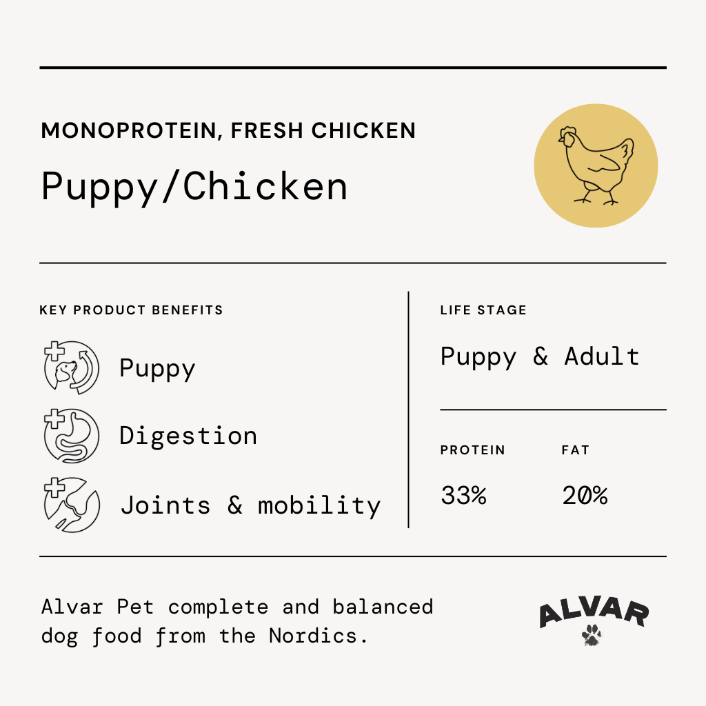 Alvar Pet Puppy/Chicken kuivaruoka 2 kg